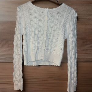Trendy Vintage looking White Cable Knit cardigan